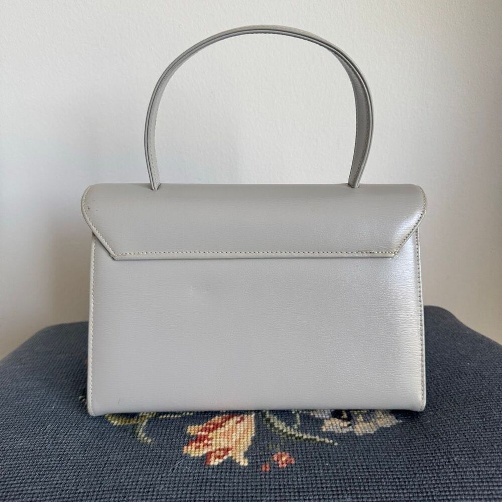Vintage Made In Canada Structured Top Handle Handbag Minimalist Grey Elegance - Picture 6 of 9